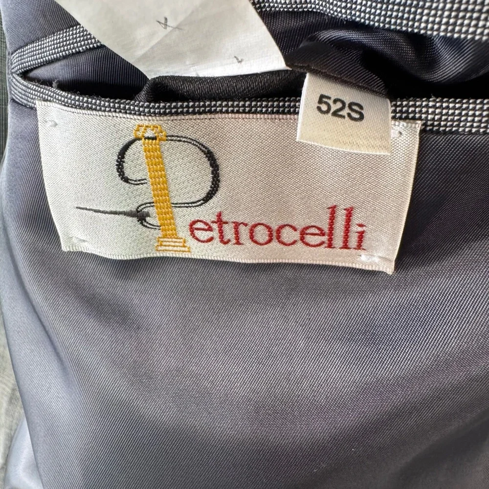 VTG Petrocelli Men 52S 2PC Gray‎ Wool Blend Suit Blazer Jacket Pants Classic Fit
